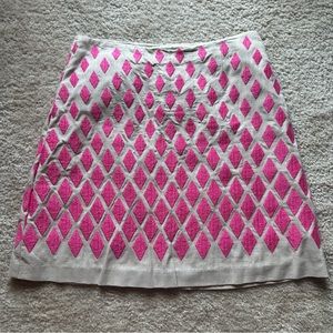 BODEN Pink Beige Embroidered Cotton Skirt Petite NEW